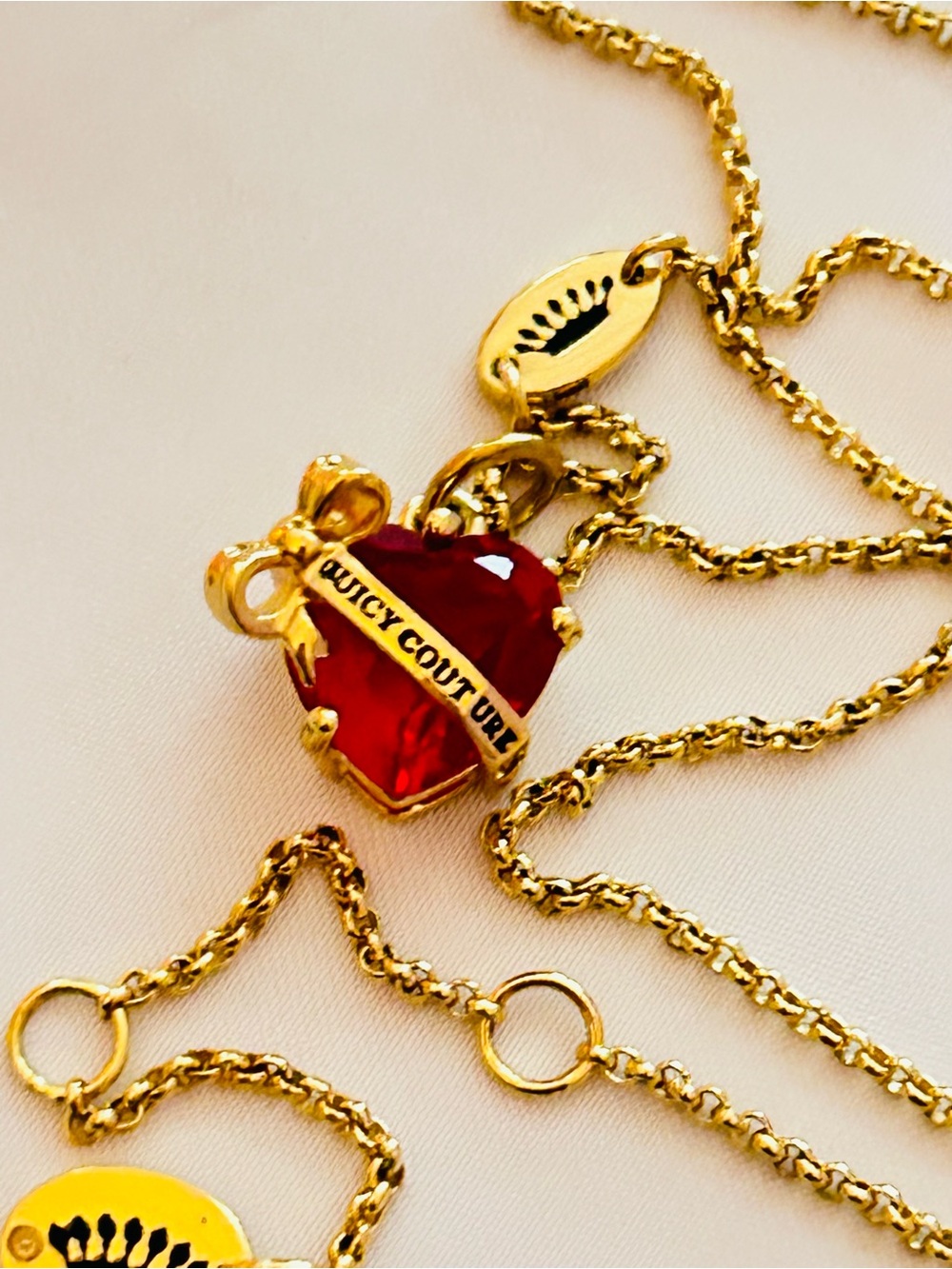 NWOT Juicy Couture Ruby Red Heart Charm Necklace